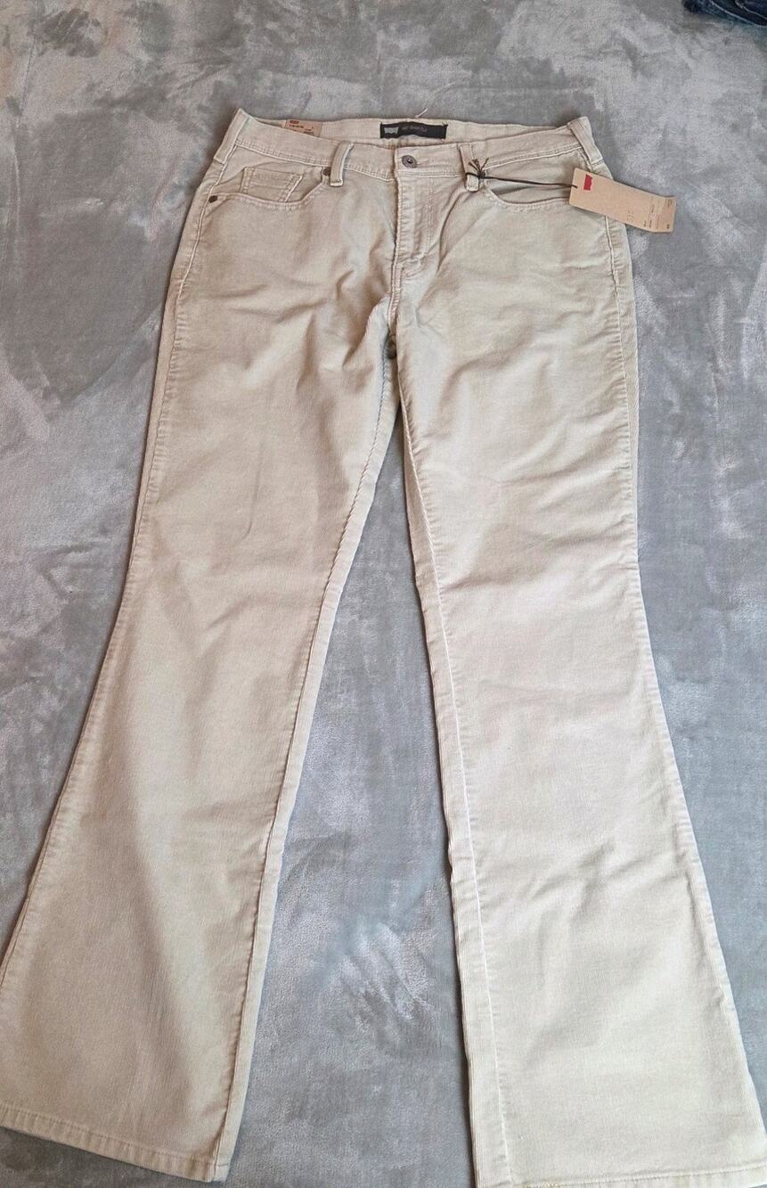 Levis 515 Bootcut Corduroy Pants Womens 8M 30x31 Ivory NWT Y2k midrise stretch